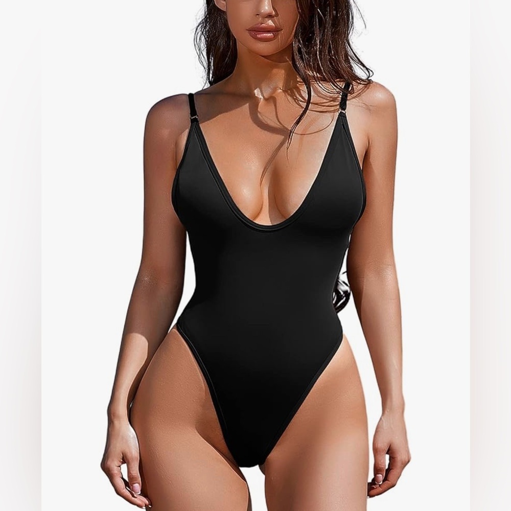 ESONLAR Women's Sexy Plunging‎ V Neck Bathing Suit Open Back One Piece Swimsuit